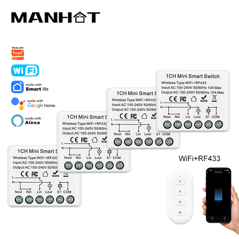 Rf 433Mhz Module - Miniaturowy inteligentny przełącznik WIFI 10A RF433Mhz